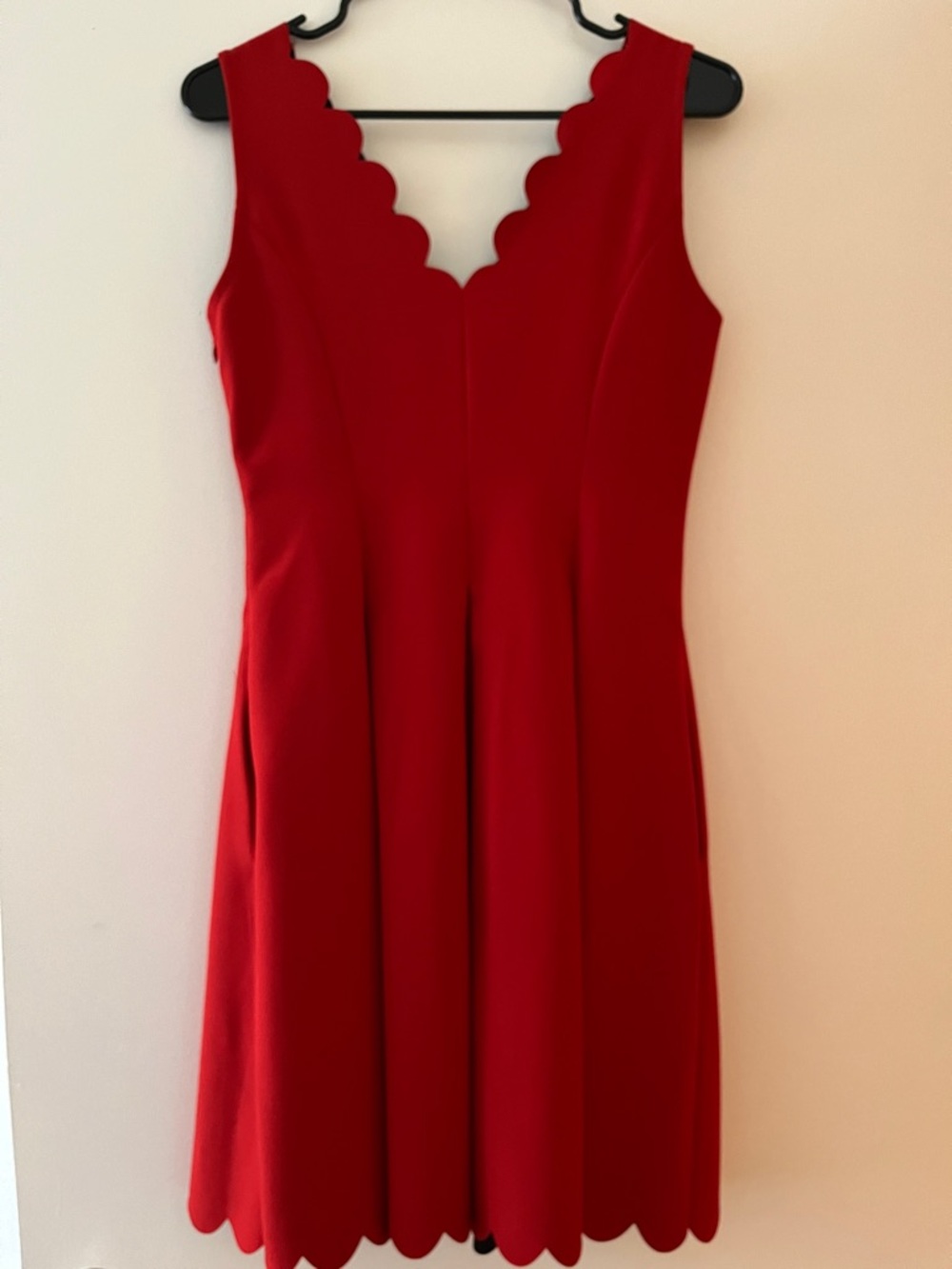 Banana Republic Red Scallop-Edge Midi Dress